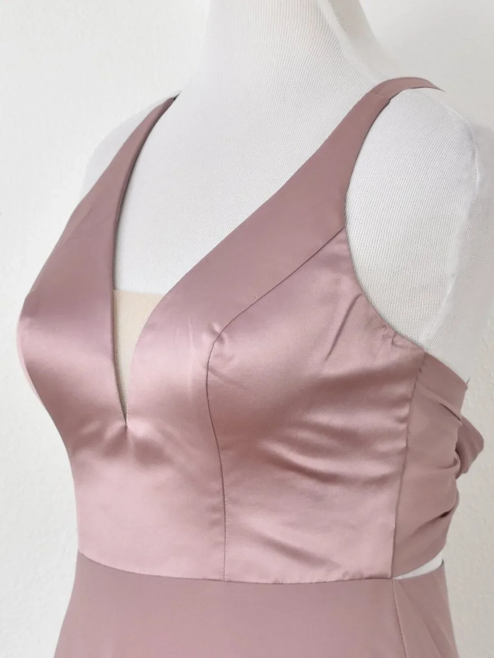 Sorella Vita 9318 Dusty Rose Satin and Chiffon Strappy V-Neck Formal Dress - 12 - Picture 3 of 9